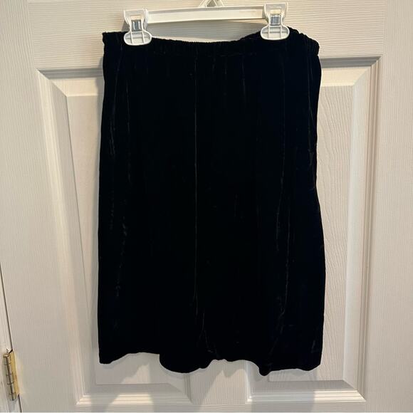 Eileen Fisher New York Black Velvet Silk Blend A Line Midi Pull On Skirt Size 2 - Picture 6 of 9